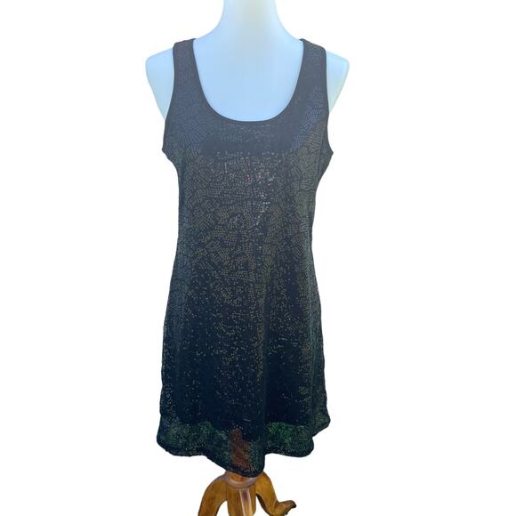 Pink Rose Black Sequin Dress Size Large NWT - Picture 1 of 9